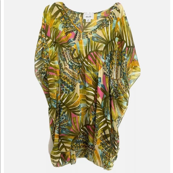Sand & Spirit Other - Tropical Print Swimsuit Coverup Plus Size 1X NEW